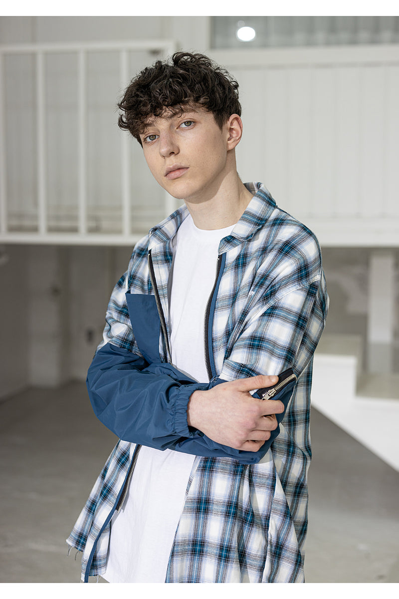 メスノウン(MASSNOUN) SL LOGO CHECK SECTION POCKET SHIRTS MSZST001-BL