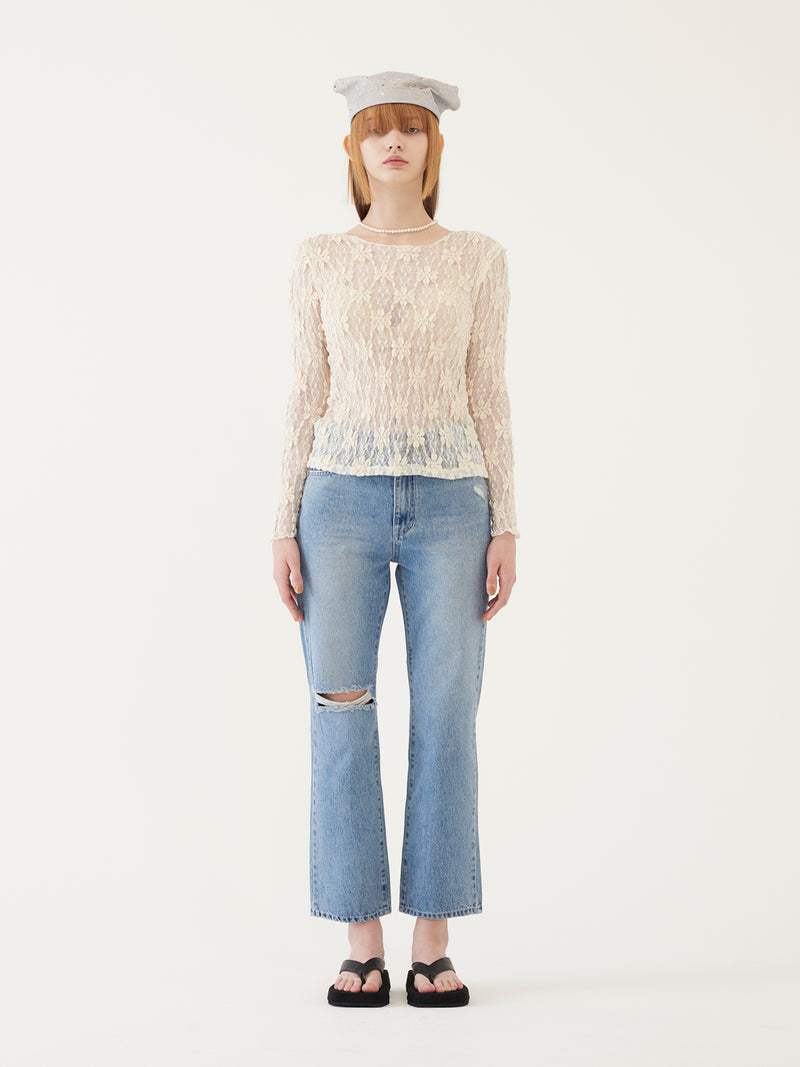 TMO BY 13MONTH（ティーエムオーバイサーティンマンス）FLORAL PATTERN TOP (IVORY)