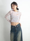 KNOY (ノイ) pastel gradient glitter T-shirt