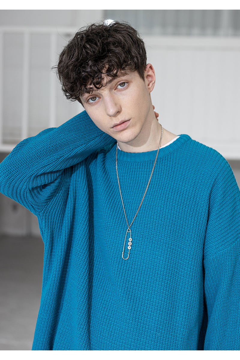 メスノウン(MASSNOUN) CROSS ADD LAMSWOOL OVERSIZED KNIT MSZNT001-BL