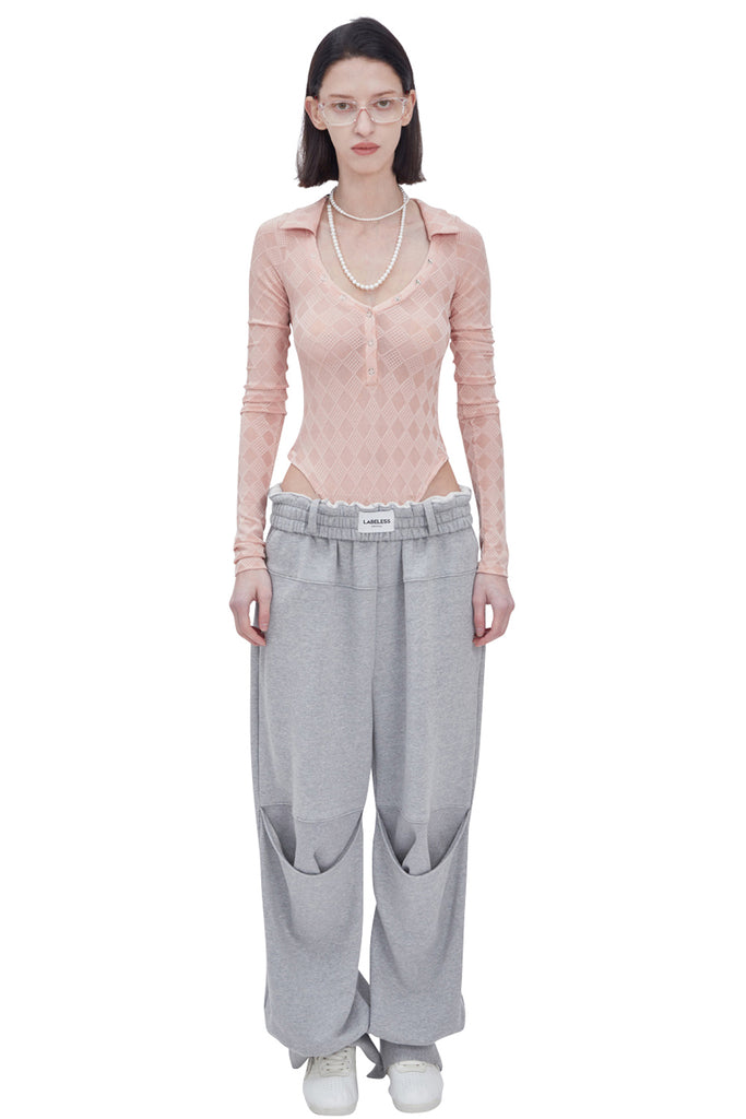 レイブレス(LABELESS) GREY KNEE DARG SWEAT PANTS – UNDERSTUDY