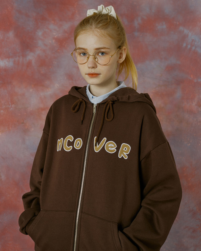NCOVER（エンカバー）SIGNATURE PATCH LOGO HOODIE ZIPUP-BROWN