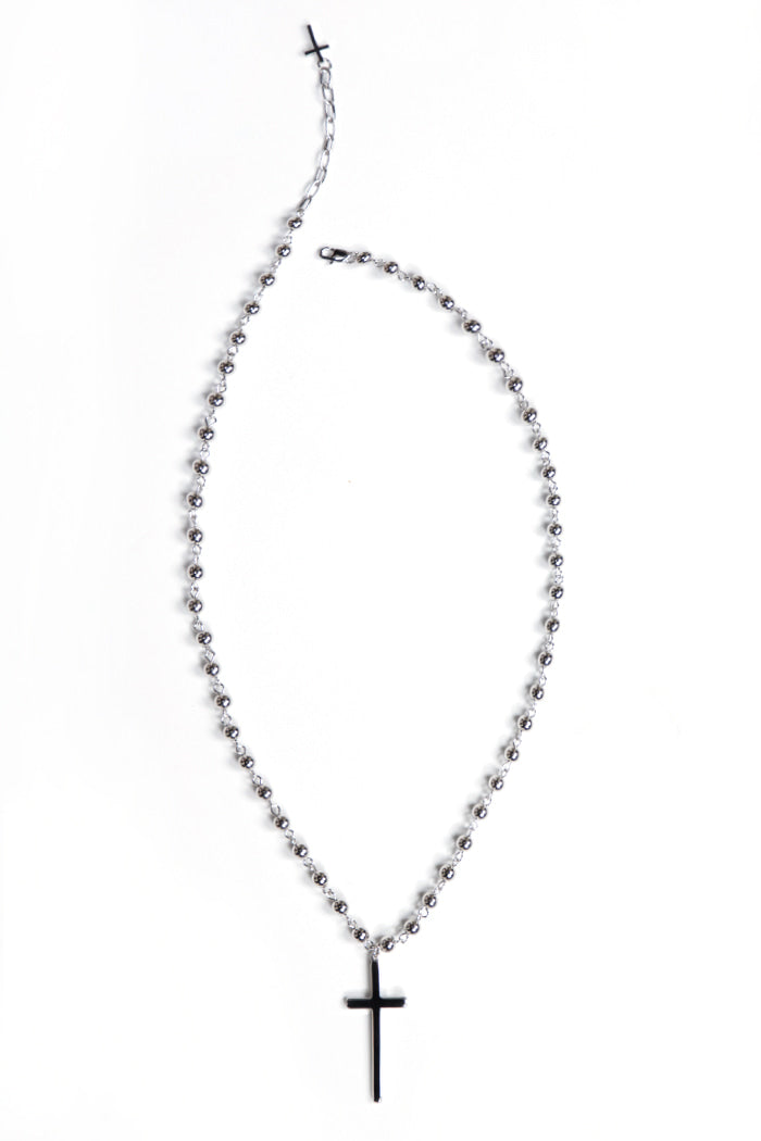 BLACKPURPLE (ブラックパープル)  BOLL CHAIN CROSS LONG DROP NECKLACE