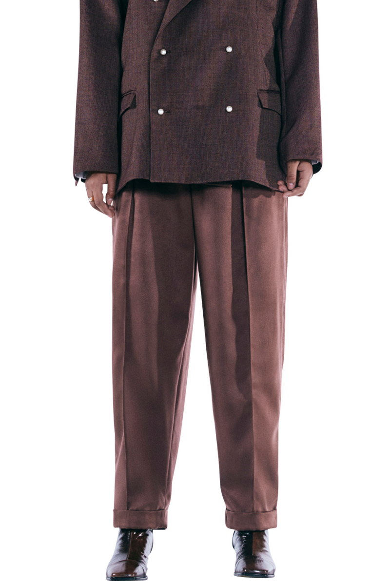 レイブレス(LABELESS) BROWN PEARL WOOL TROUSERS