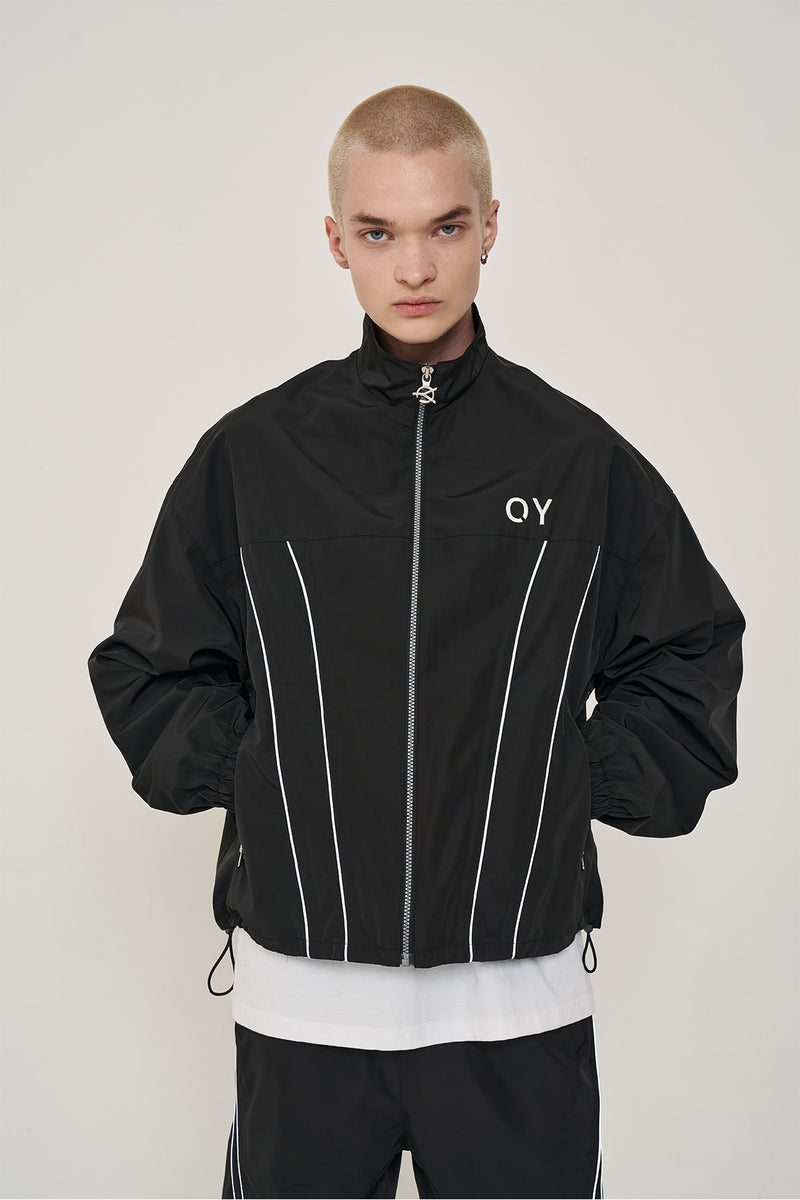 オーワイ(OY) CURVE LINE LOGO TRACK JACKET-BLACK
