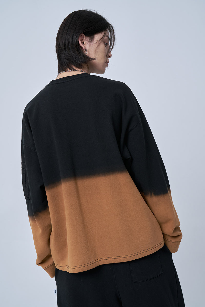 オーワイ(OY) GRADATION LOGO POCKET LONG SLEEVE-BLACK
