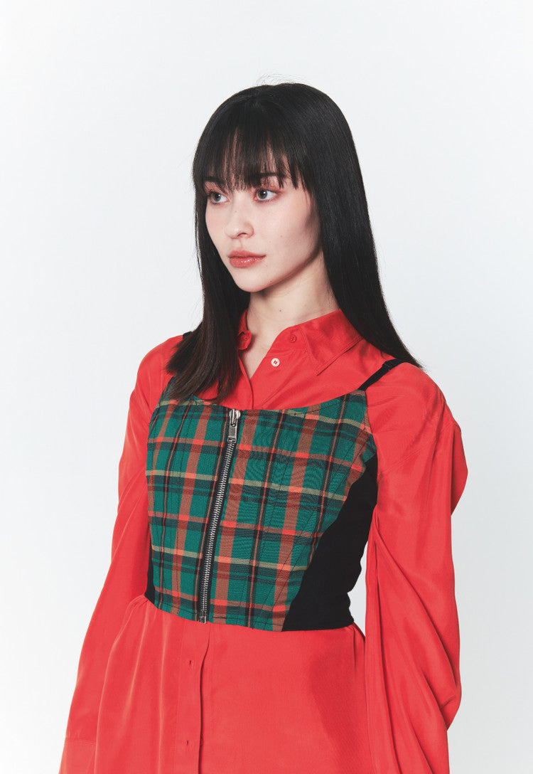 INPREP (インプレップ）Madras Check Corset Sleeveless