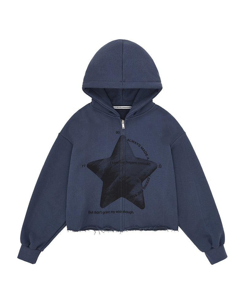 MYDEEPBLUEMEMORIES(マイディープブルーメモリーズ)      seeing the stars hood zip-up(midnight blue)