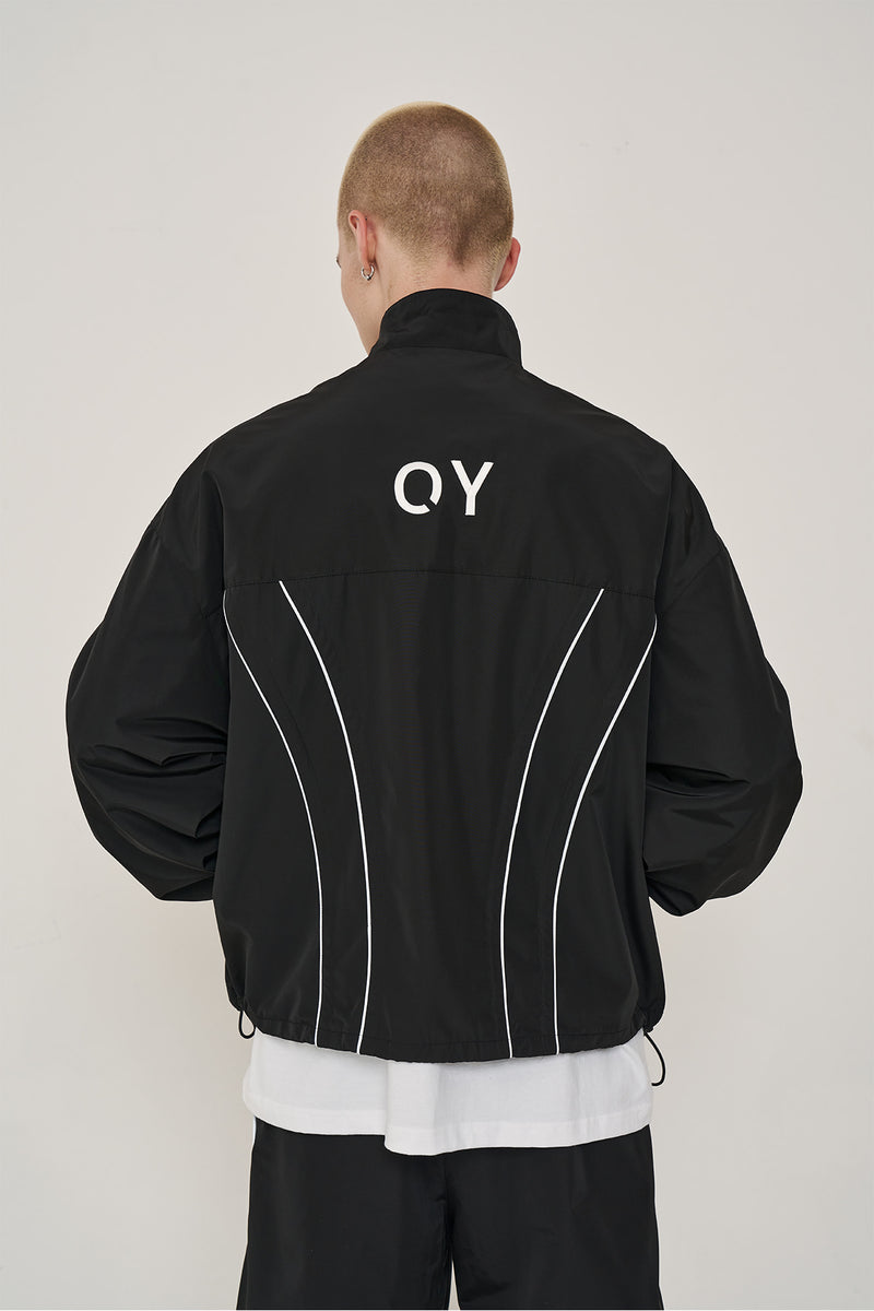 オーワイ(OY) CURVE LINE LOGO TRACK JACKET-BLACK