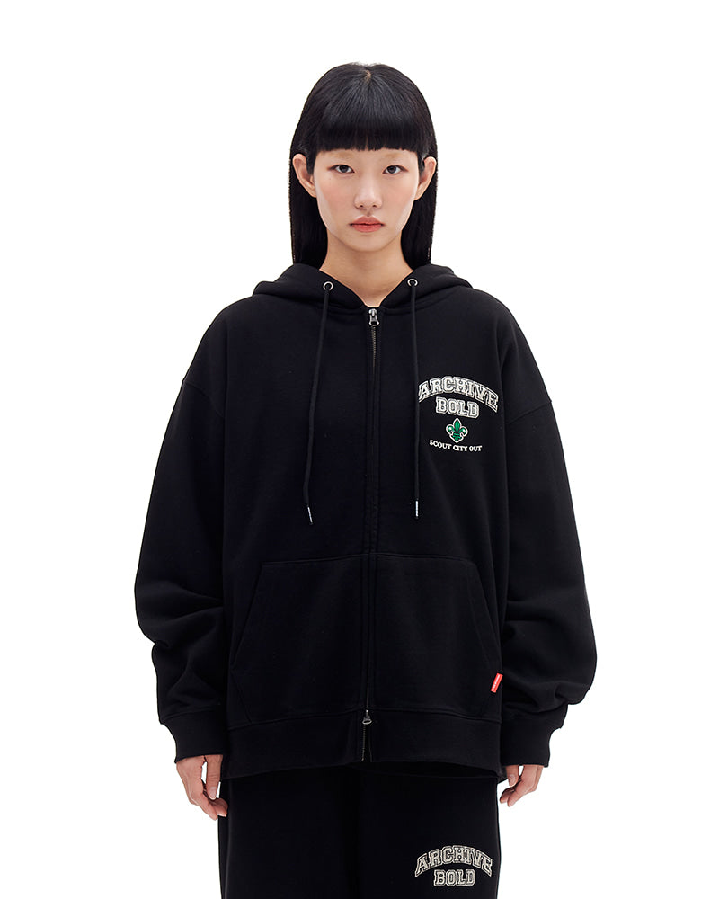ARCHIVE BOLD (アーカイブボールド)　ARCH LOGO HOOD ZIP-UP (BLACK)