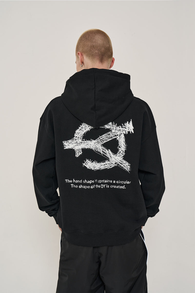 オーワイ(OY) SKETCH LOGO HOODIE-BLACK