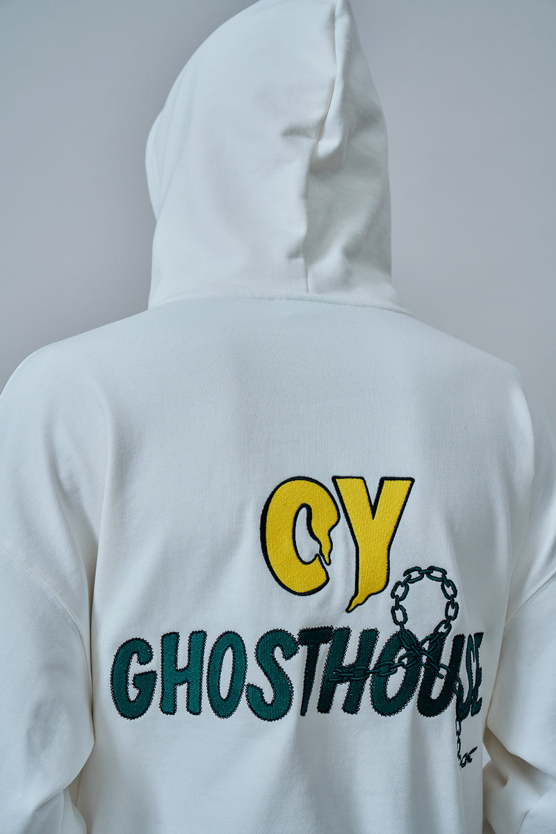 オーワイ(OY) GOTH LOGO HOODIE-WHITE