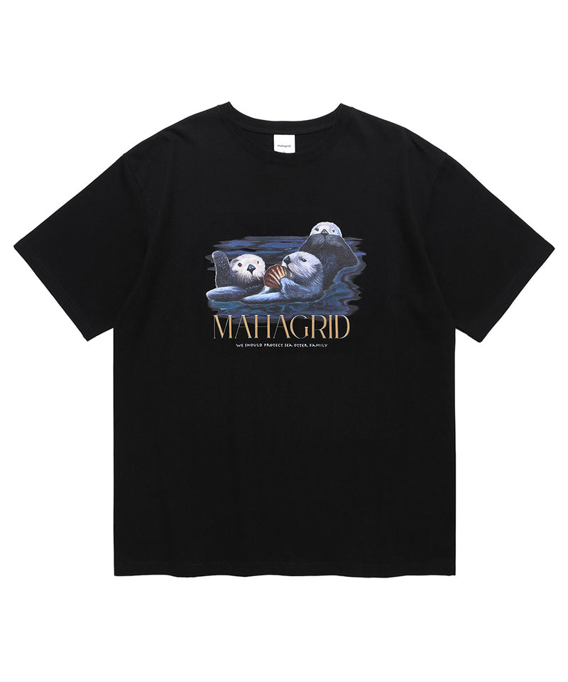 mahagrid (マハグリッド)  SEA OTTER FAMILY TEE [BLACK]