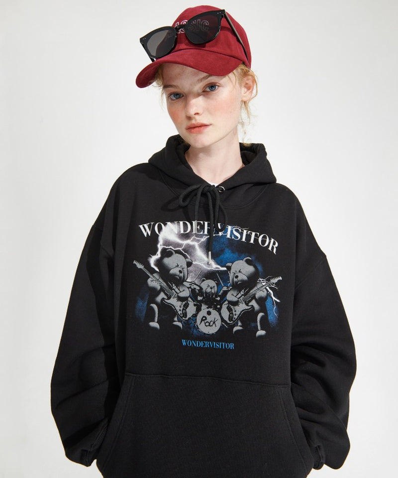 ワンダービジター(WONDER VISITOR)  Bear Metal Hoodie [Black]