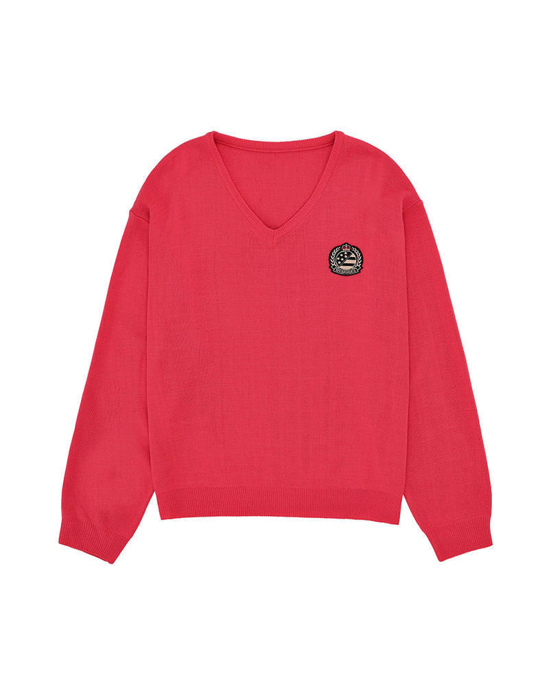 MYDEEPBLUEMEMORIES(マイディープブルーメモリーズ)      memories emblem knit(coral pink)