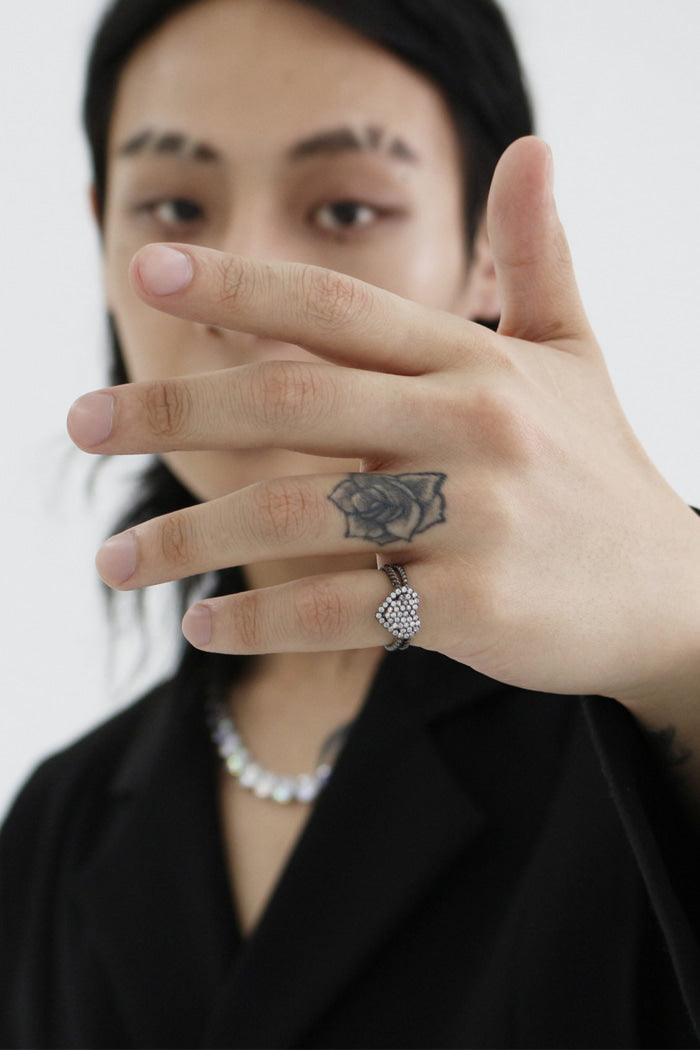 BLACKPURPLE (ブラックパープル)  two-line heart ring_blacksilver