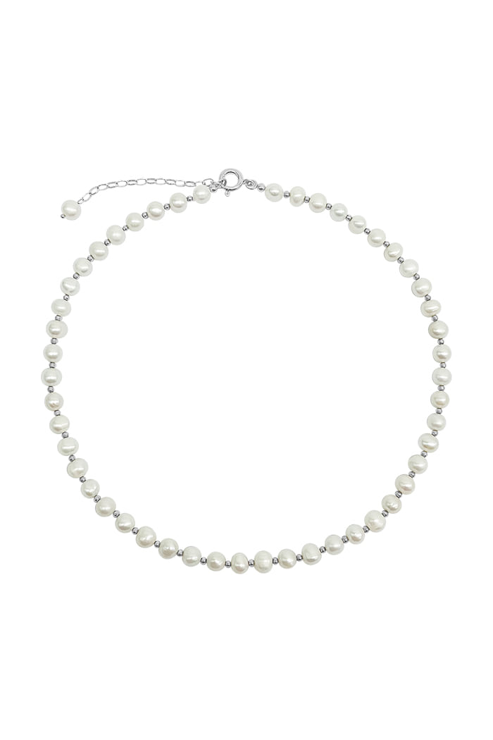 BLACKPURPLE (ブラックパープル) 	  [SILVER925] Little Ball Freshwater Pearl Necklace