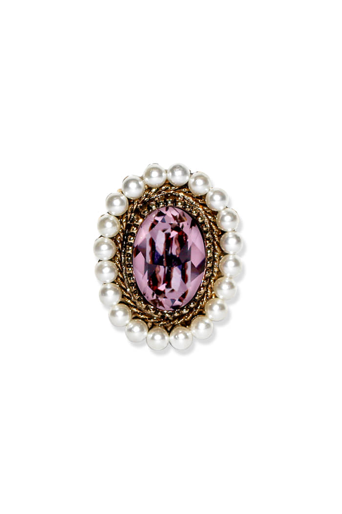 BLACKPURPLE (ブラックパープル) 	  Antique Oval Pearl Broach_Pink