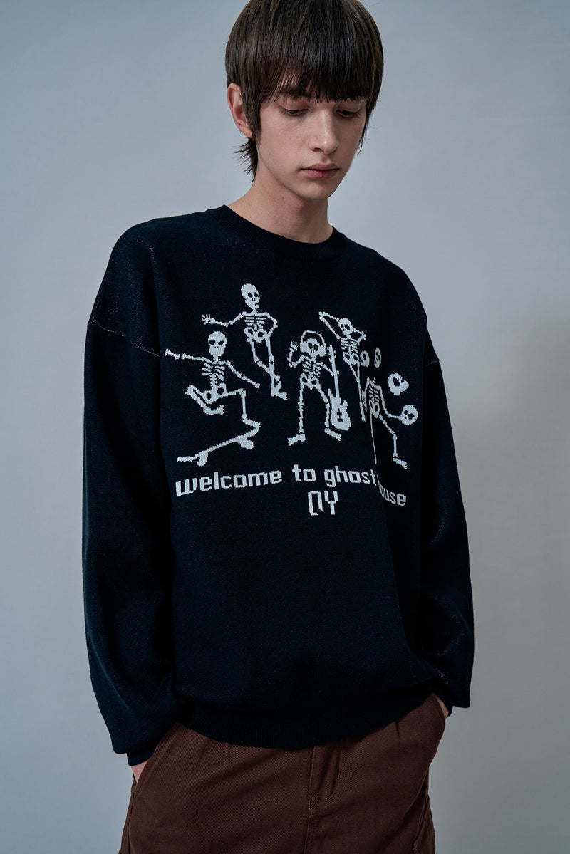 オーワイ(OY) SKULL FAMILY KNIT-BLACK