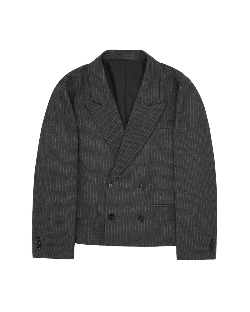 MYDEEPBLUEMEMORIES(マイディープブルーメモリーズ)     DOUBLE-BREASTED PIN STRIPE BLAZER