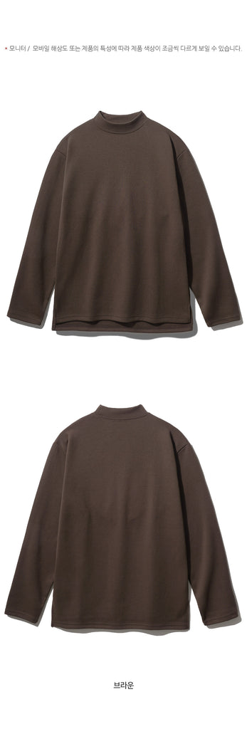FEPL(ペプル) Soft cotton mockneck long sleeve t-shirt brown JDLT1340