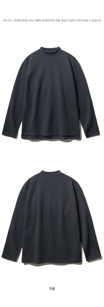 FEPL(ペプル) Soft cotton mockneck long sleeve t-shirt charcoal JDLT1340