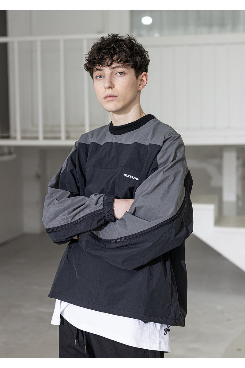 メスノウン(MASSNOUN) SECTION 3M LINE ZIP CREWNECK MSZCR003-BK