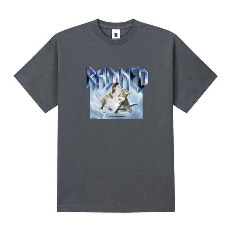 RADINEO (ラディネオ)　Cat and Punching Grey Short-Sleeved T-Shirt