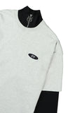 オーワイ(OY)  LAYERED ZIPPER POLA LONG SLEEVE-GREY