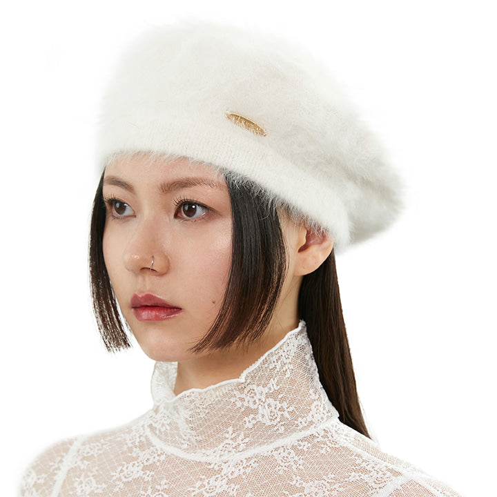 curetty (キュリティー)  C METAL LOGO ANGORA BERET_IVORY