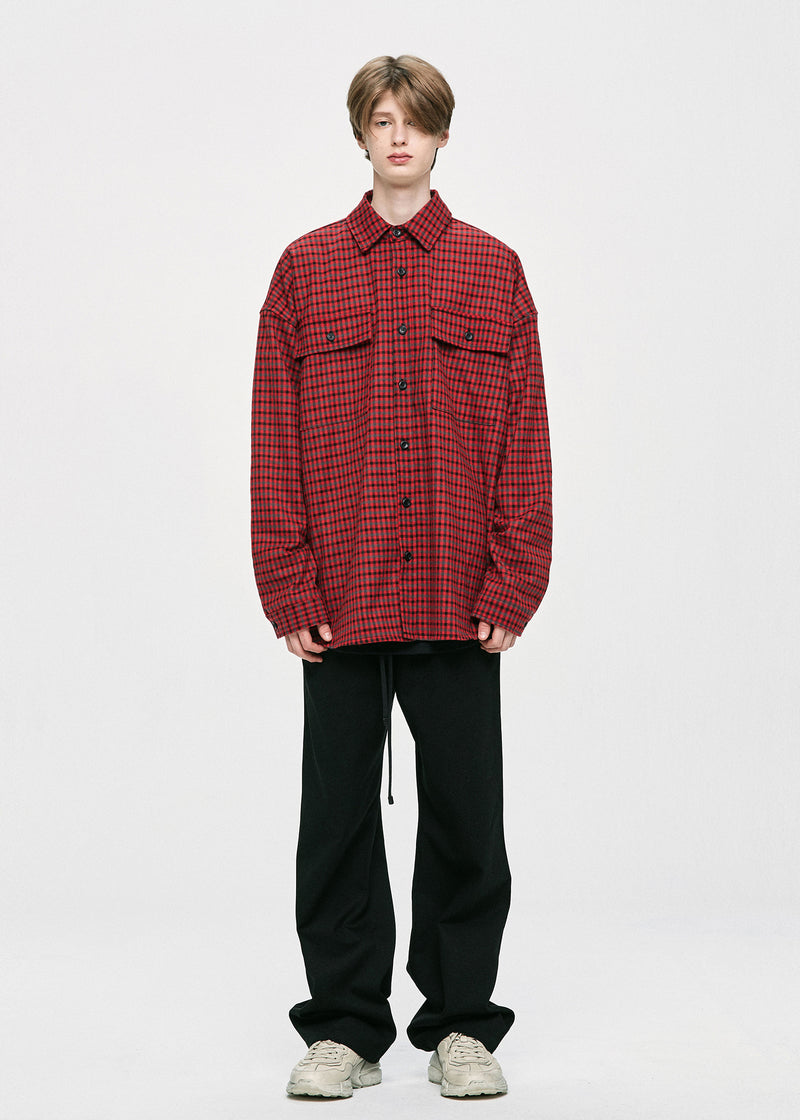 ディープリーク(DPRIQUE) OVERSIZED CHECK SHIRT - RED