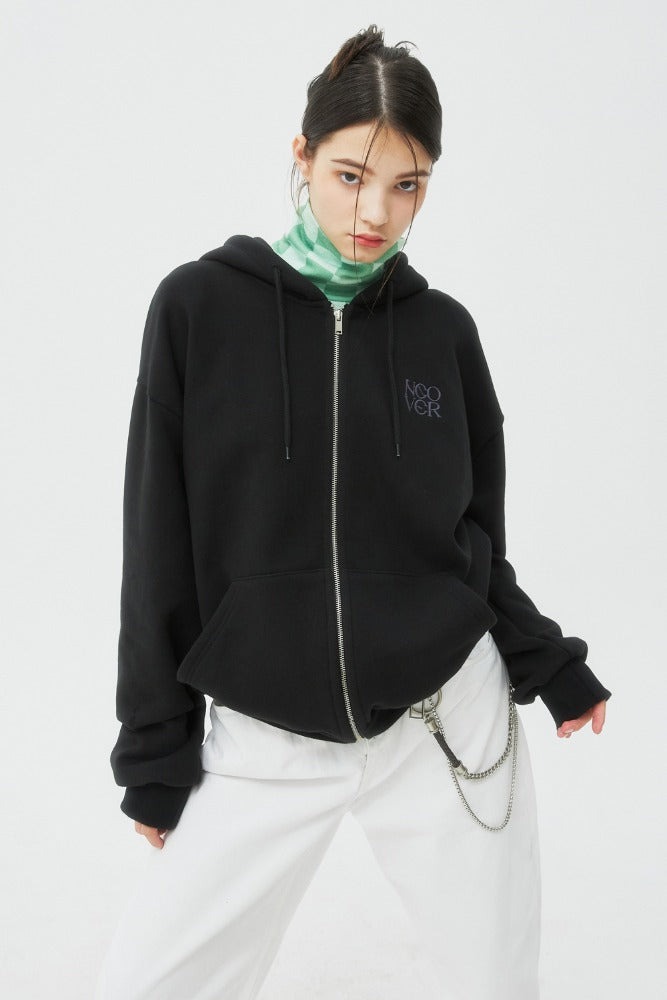 NCOVER（エンカバー）TYPO LOGO HOODIE ZIPUP-BLACK