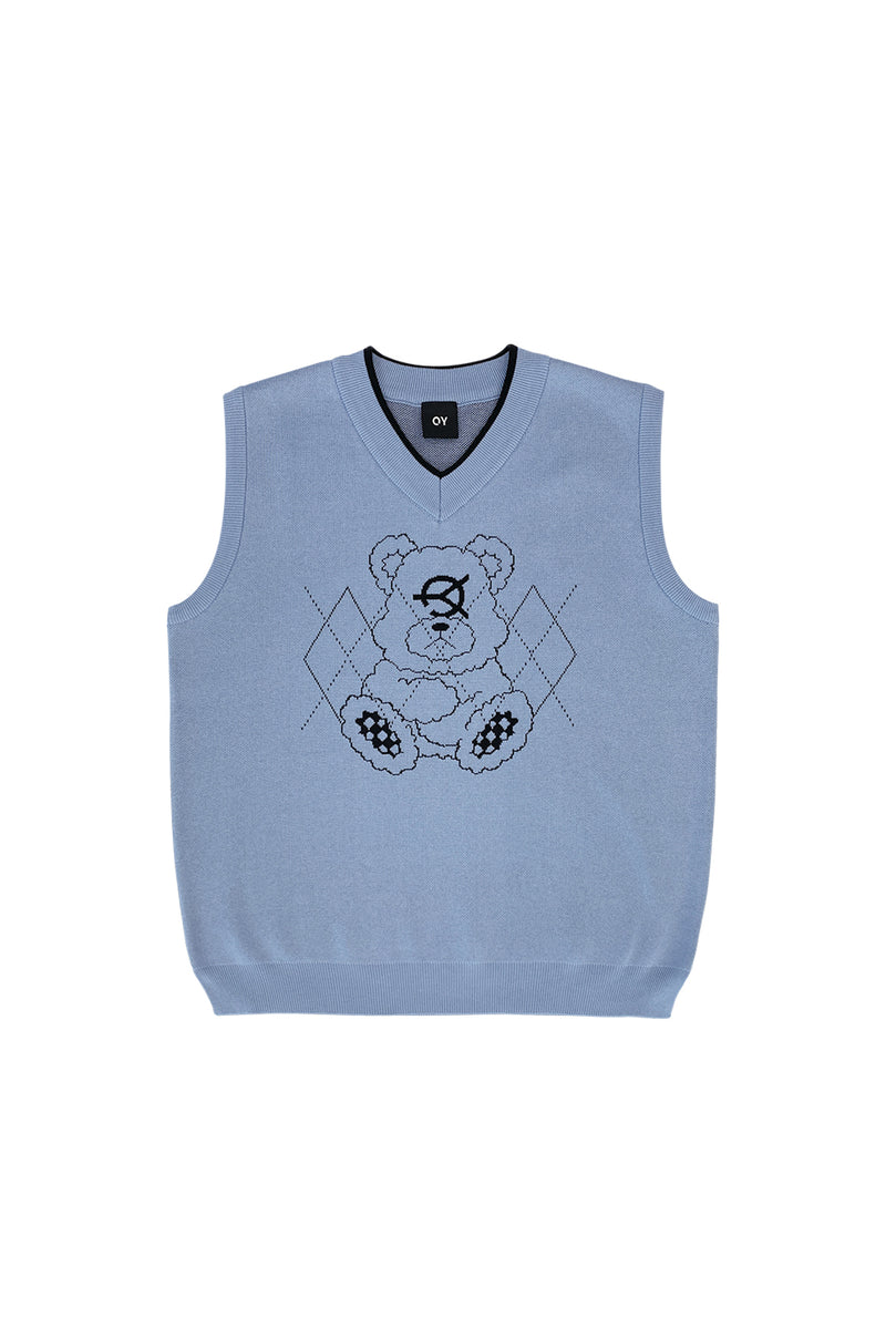 オーワイ(OY) ARGYLE STITCH ODOLLY KNIT VEST-PAUL BLUE