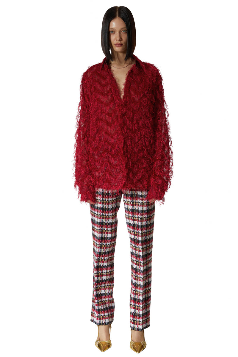 レイブレス(LABELESS)    PINK FUR OPEN COLLAR SHIRT