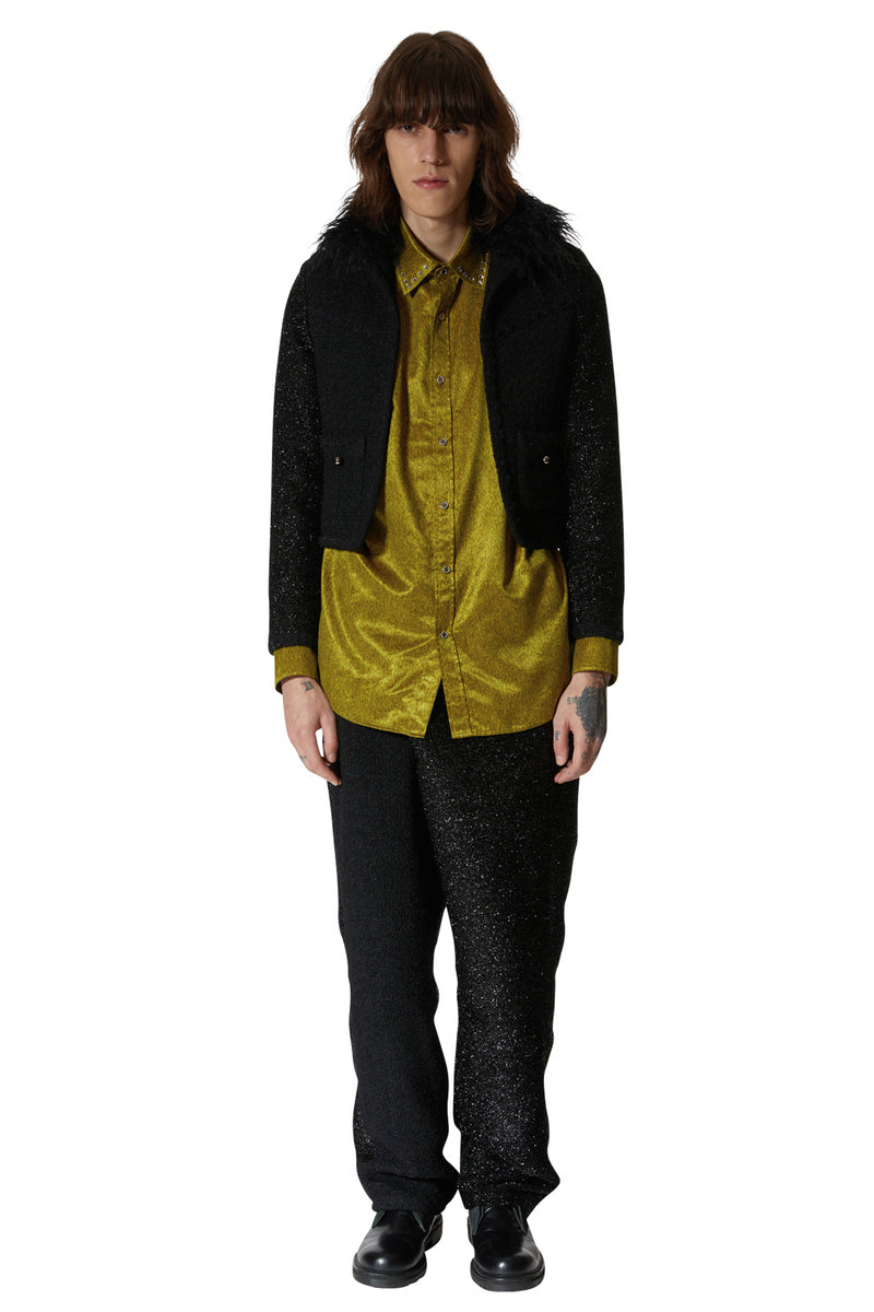 レイブレス(LABELESS)    MONGOLIAN FAUX LAMB TWEED JACKET