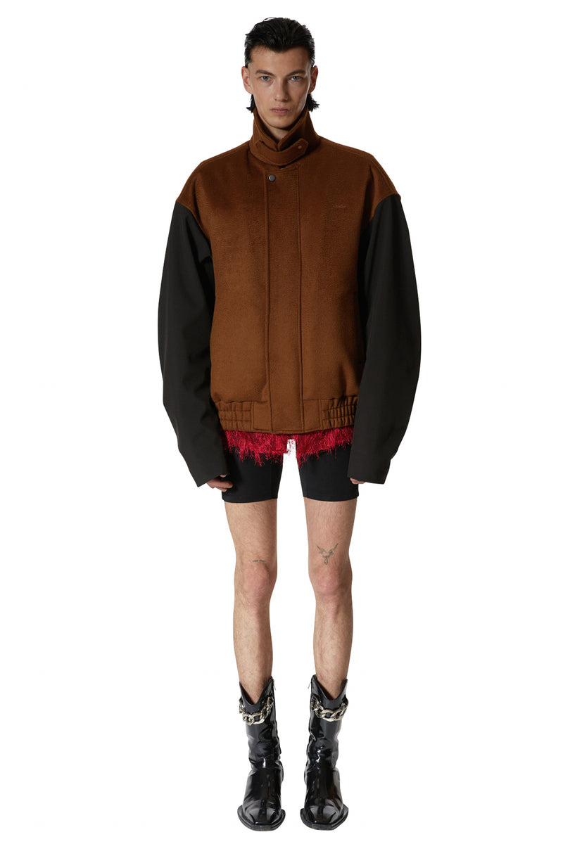 レイブレス(LABELESS)    BROWN WOOL BOMBER JACKET