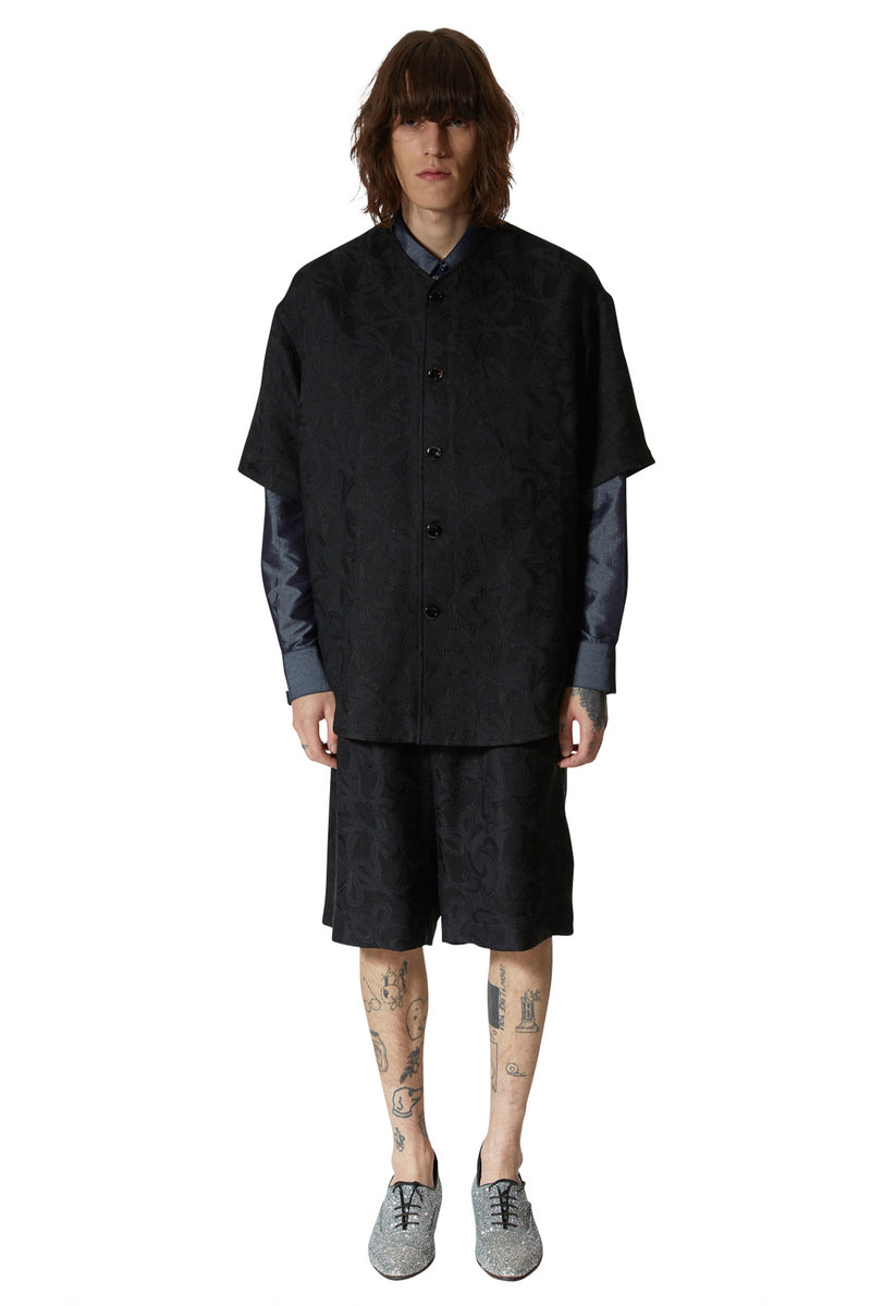 レイブレス(LABELESS)    BLACK BASEBALL JERSEY TOP