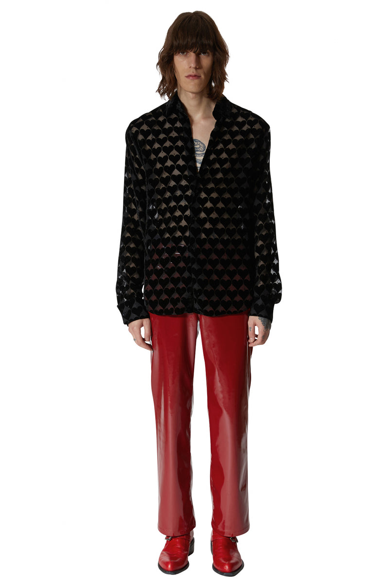 レイブレス(LABELESS)    BLACK HEART OPEN COLLAR SHIRT