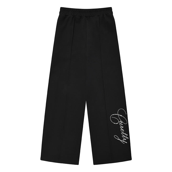 curetty (キュリティー)  C LOGO RHINESTONE WIDE JERSEY PANTS_BLACK