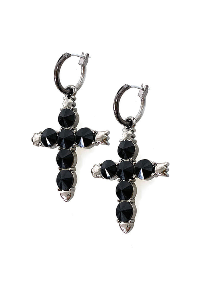 BLACKPURPLE (ブラックパープル)  M ANTIQUE CUBIC CROSS EARRING