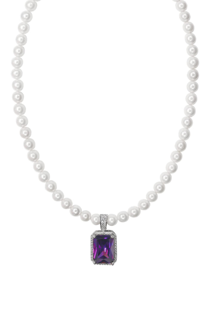 BLACKPURPLE (ブラックパープル) Larissa Square Cubic Pearl Necklace