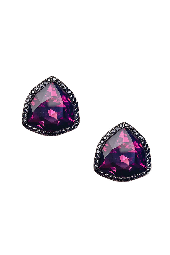 BLACKPURPLE (ブラックパープル) [BLACKLABEL] Lola Crystal Earing_EMERALD(BLACK)