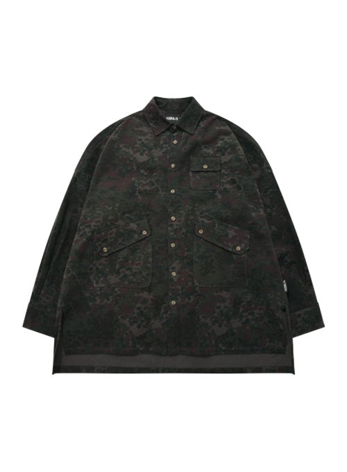 アジョバイアジョ(AJOBYAJO) Oversized Camouflage Shirt [Black]