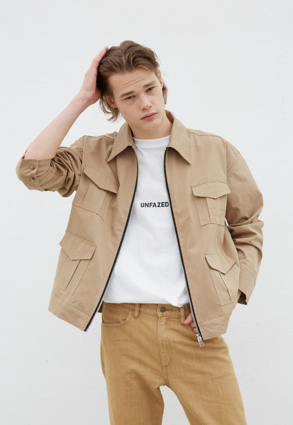 INPREP (インプレップ）ZIPPED BEIGE SHIRT JACKET