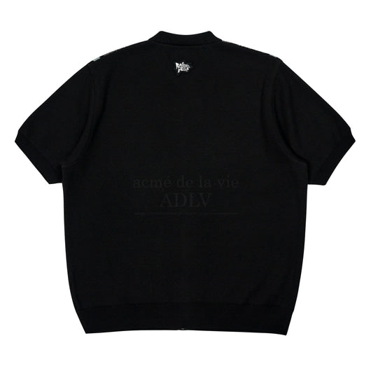アクメドラビ(acme' de la vie) STRIPE FRONT ZIP UP KNIT BLACK