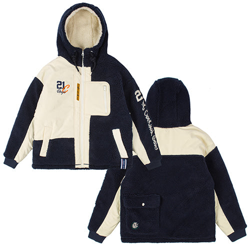 ロマンティッククラウン(ROMANTIC CROWN) HEAVY LAYOUT FLEECE JUMPER_NAVY