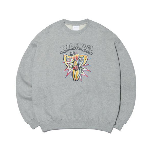 NOMANUAL(ノーマニュアル)    NM VILLAIN SWEATSHIRT - MELANGE