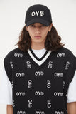 オーワイ(OY) MONOGRAM LOGO V NECK KNIT VEST-BLACK