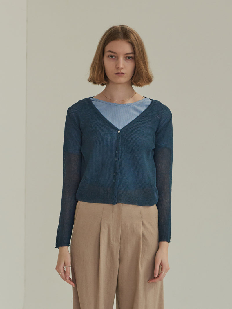 TMO BY 13MONTH（ティーエムオーバイサーティンマンス）SEE-THROUGH CARDIGAN (NAVY)