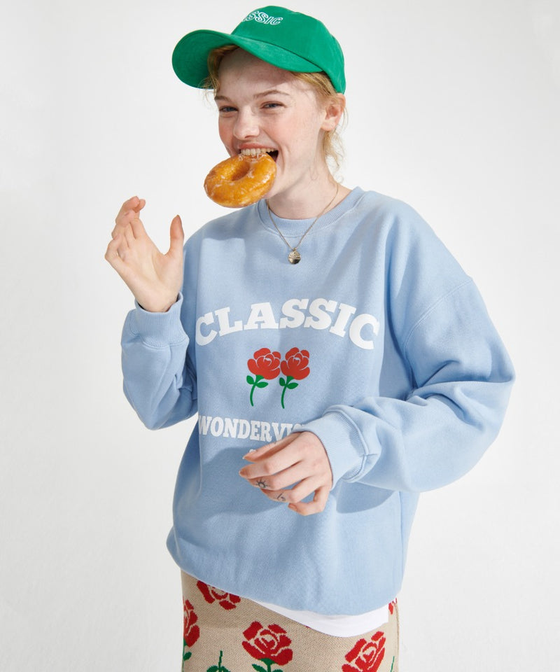 ワンダービジター(WONDER VISITOR) Classic Logo Sweatshirt [Light blue]